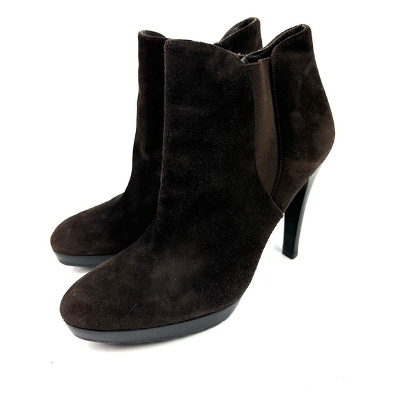 Stuart Weitzman Heeled Bootie 9.5 Brown Suede Ankle Boot Womens - Picture 1 of 10